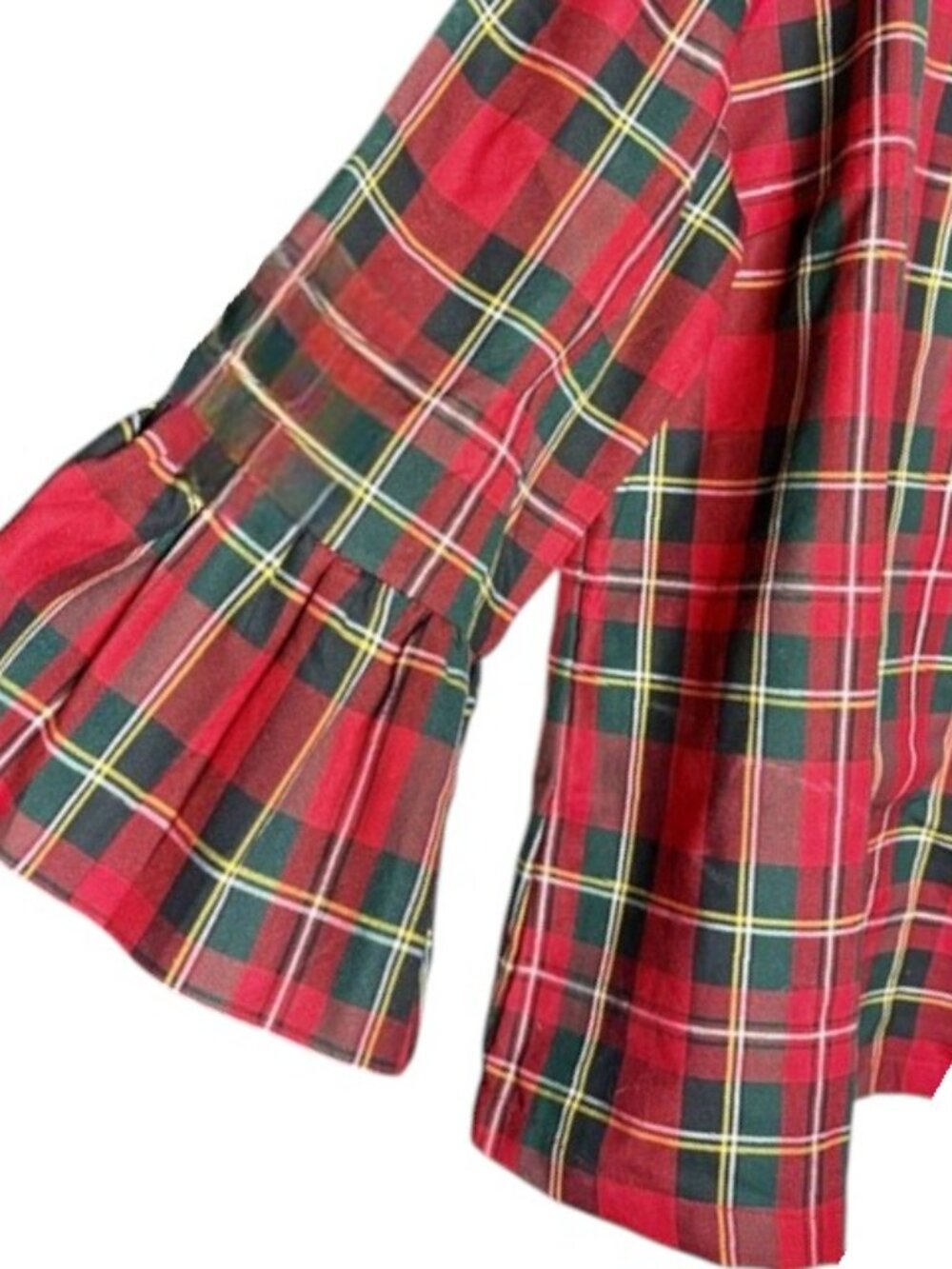 Elizabeth Wilson Katherine Plaid Ruffle Bell Sleeve Top - Red/Blk/Grn/Yel - XXL - Picture 6 of 10